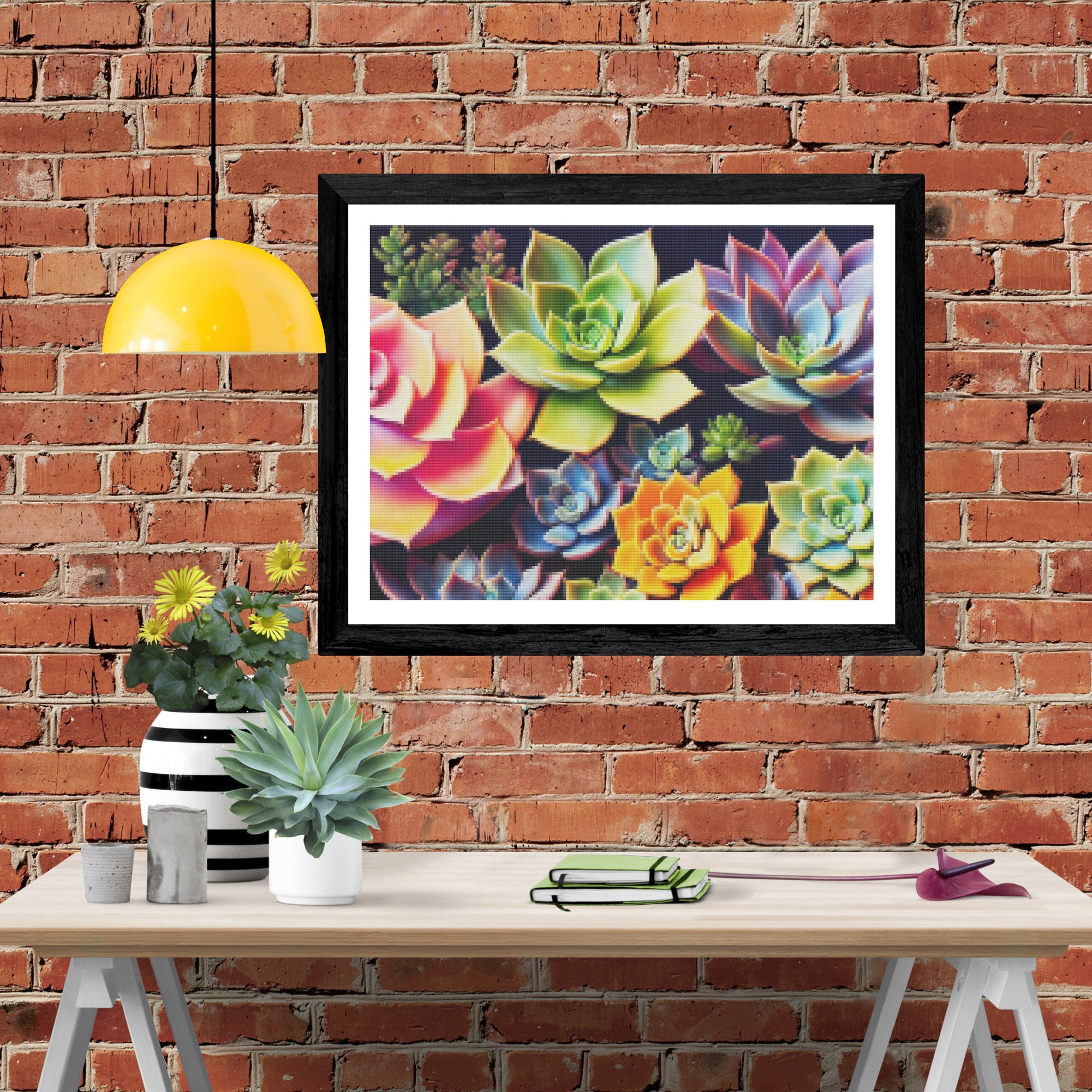 succulents on canvas Beautiful Colorful Succulents Official Diamond Painting Kit | Diamond Art