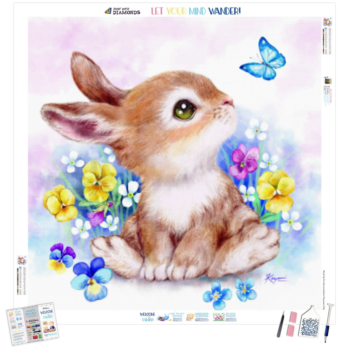 Bunny And Butterfly Diamond Painting Kit (Full Drill) – Paint With Diamonds