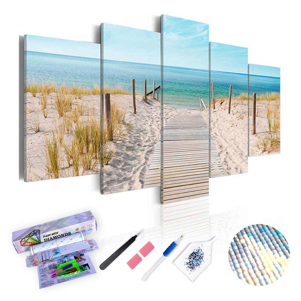 Beach Diamond Painting Kits,DIY 5D Diamond Painting Kits Beach  Scenes,Diamond Art Beach Perfect for Home Wall Decoration 8x12inch