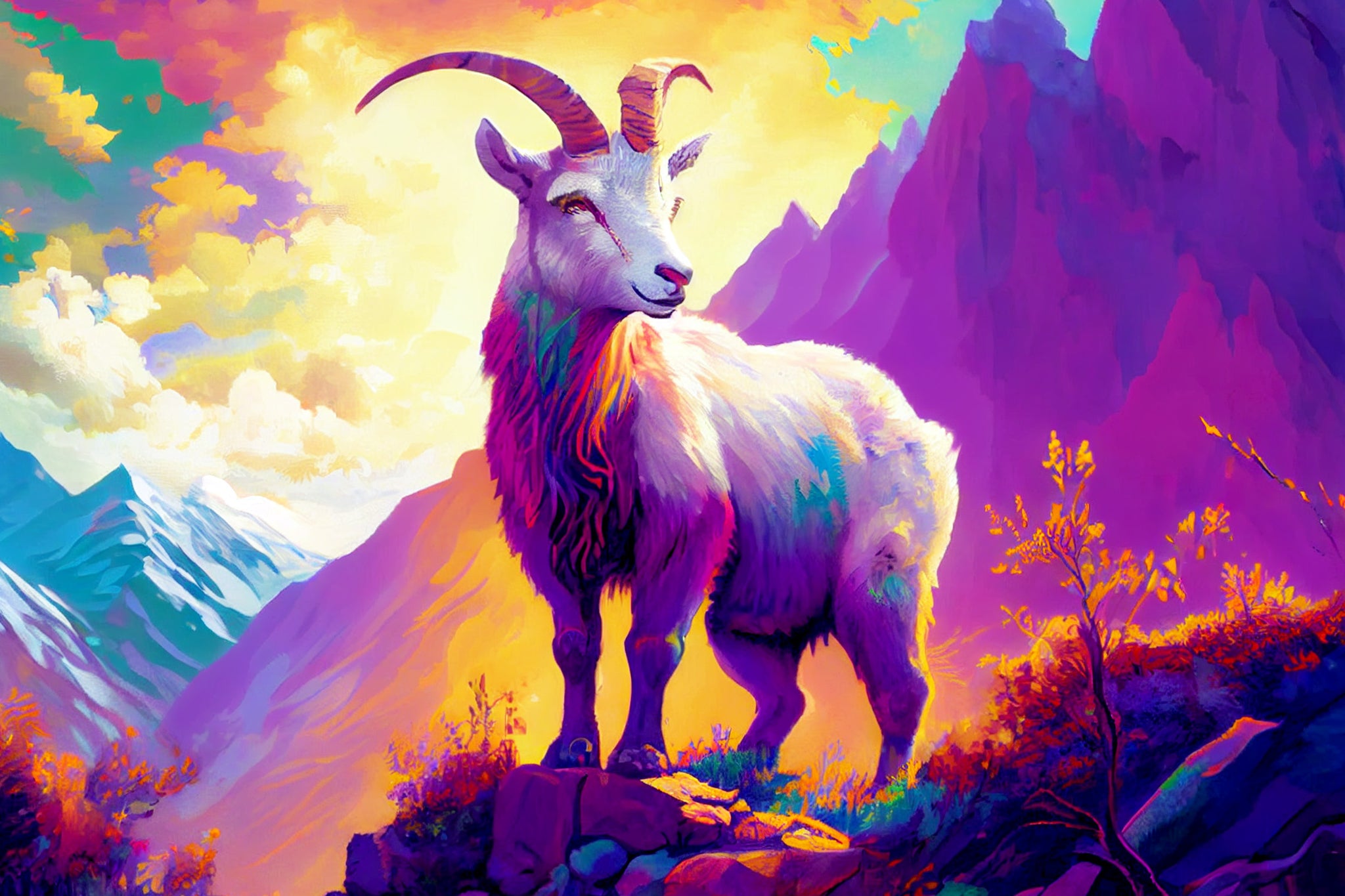 Capricorn Goat Climbing Mountain Official Diamond Painting Kit