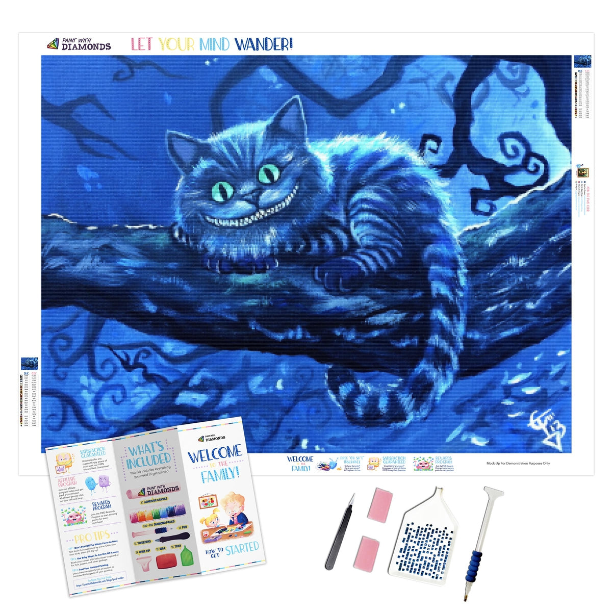 Kit Diamond Painting Cheshire Cat - Quadro Con Diamanti 5D Per Adulti E Bambini, 12x16 Pollici - Foto 10