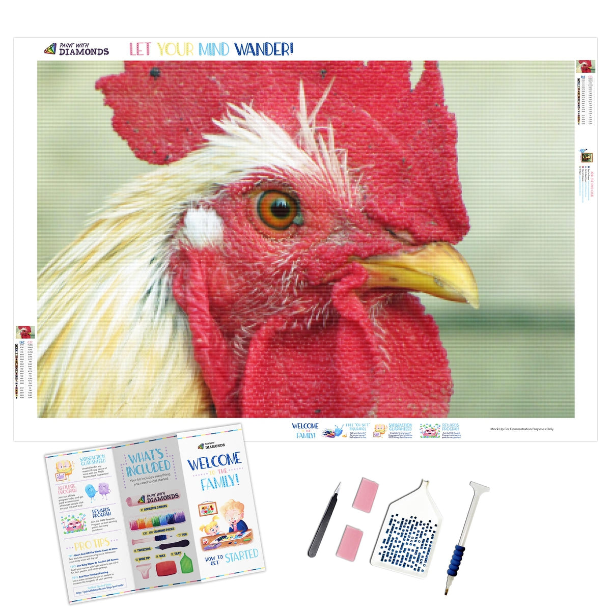 CLAKINLA Chicken Diamond Art Painting Kit - 5D Hen Floral DIY Craft 12x12 Inch