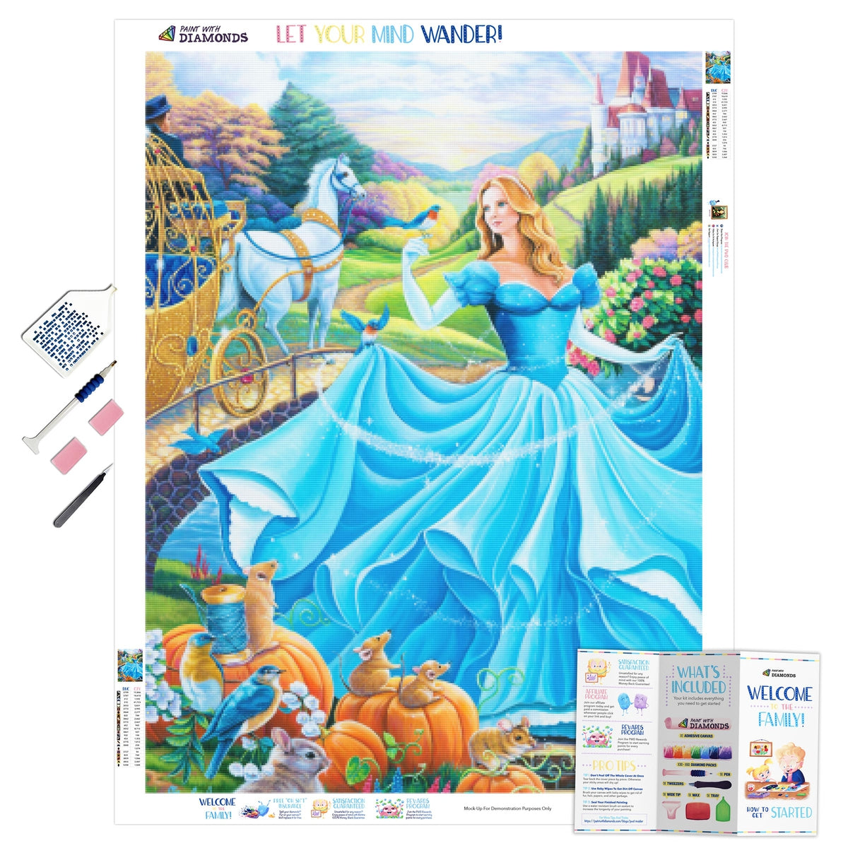  Authentic Disney Diamond Painting kits for adult, full drill diamond  art kit, gift, home décor, Disney, Disney Princess, Cinderella, 20x16 :  Toys & Games