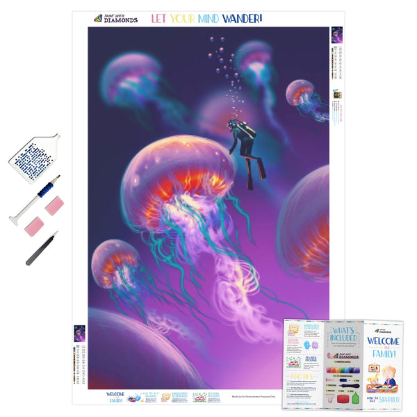Jellyfish Glow Diamond Painting - New Jellyfish Big Fish– Craft-Ease