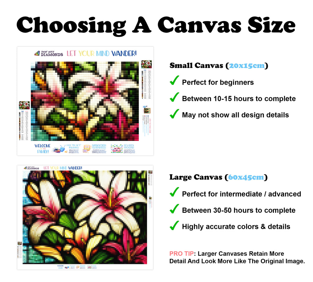 Colorful Lillies Stained Glass Official Diamond Painting Kit Diamond