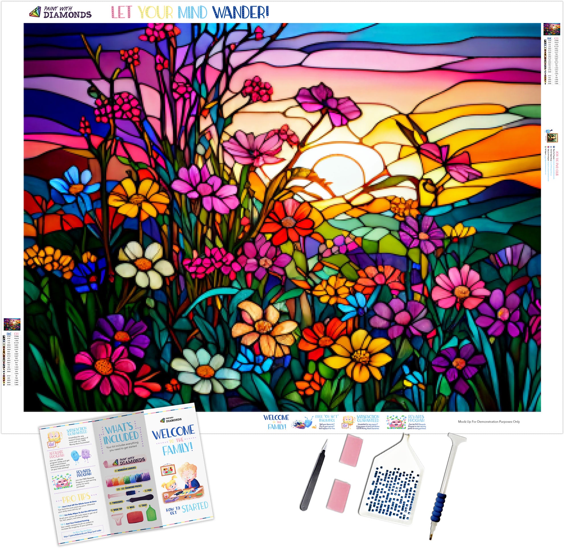 Japanese Cherry Blossom Garden in Stained Glass Official Diamond