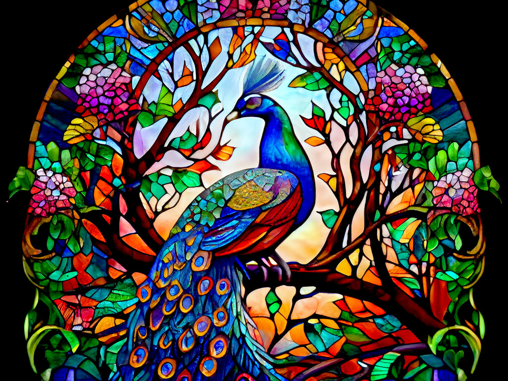 Colorful Peacock Stained Glass
