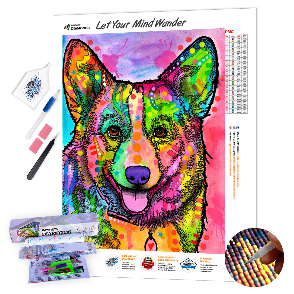  Adult Diamond Painting Kits - Love Swimming Corgi Full Diamond  Canvas Diamond Animal Art Painting, Stress Relief Artwork for Room Decor  Wall Decor, Colorful Healing Painting Style (12x18inch)