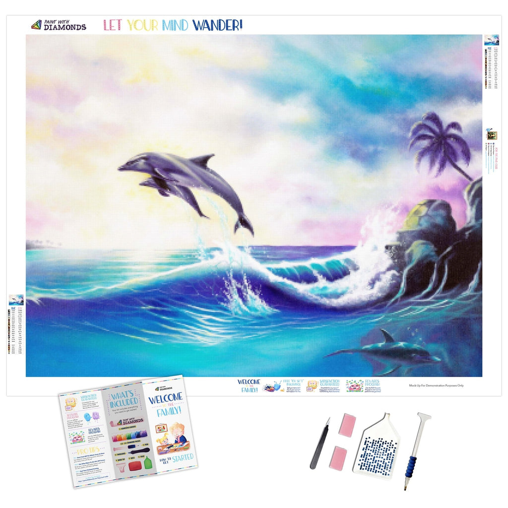 AOKLLA Diamond Painting Kits for Adults Clearance, Dolphins Animals Diamond Art Kits for Kids, DIY 5D Round Full Drill Crafts Diamond Dots Home Wall