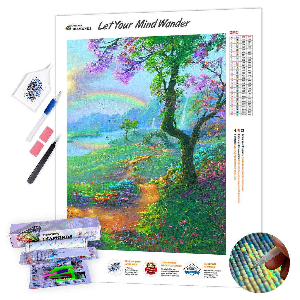 Rainbow Tree Tire Swing Diamond Painting Kit (Full Drill) – Paint