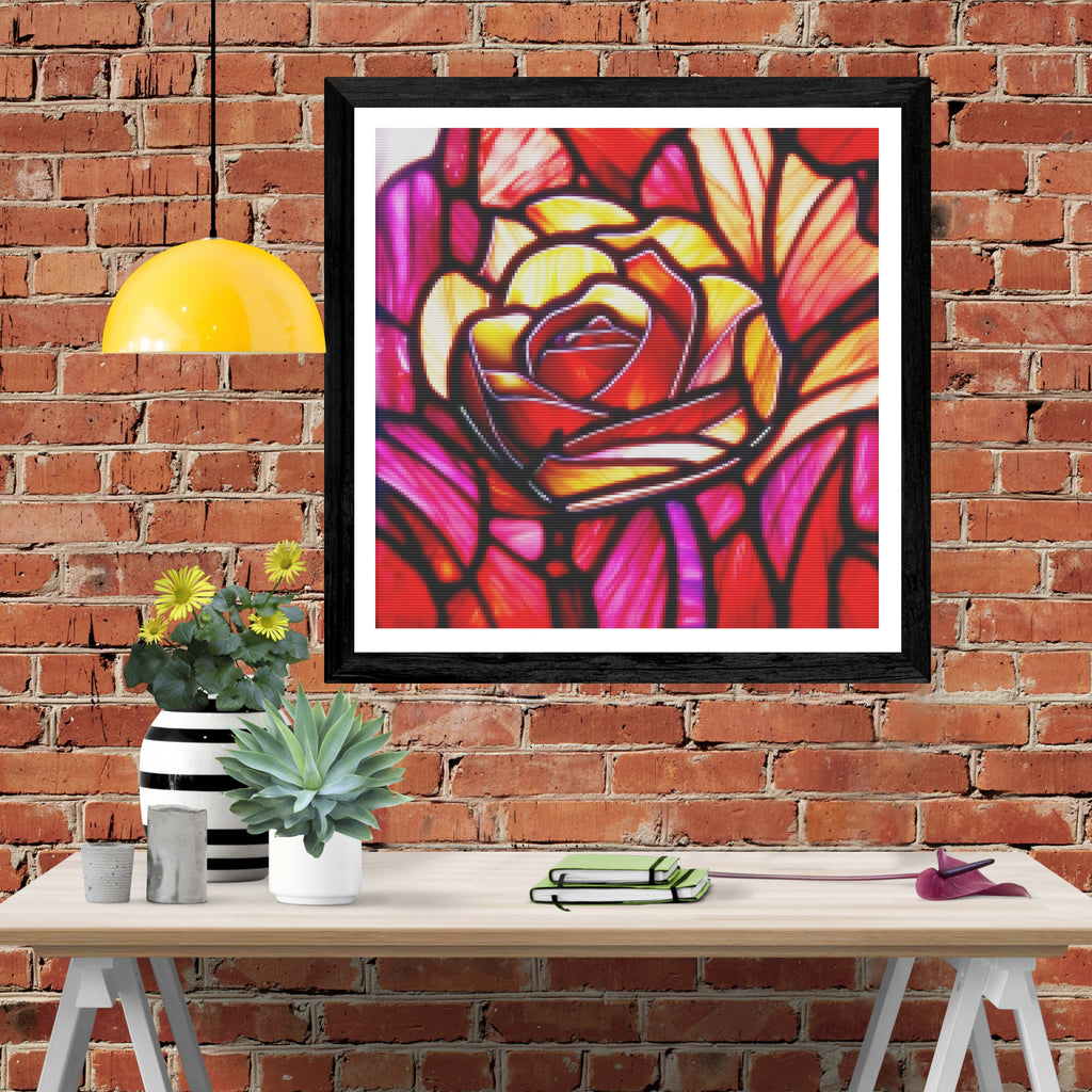 Enchanted Red Rose Stained Glass Official Diamond Painting Kit ...