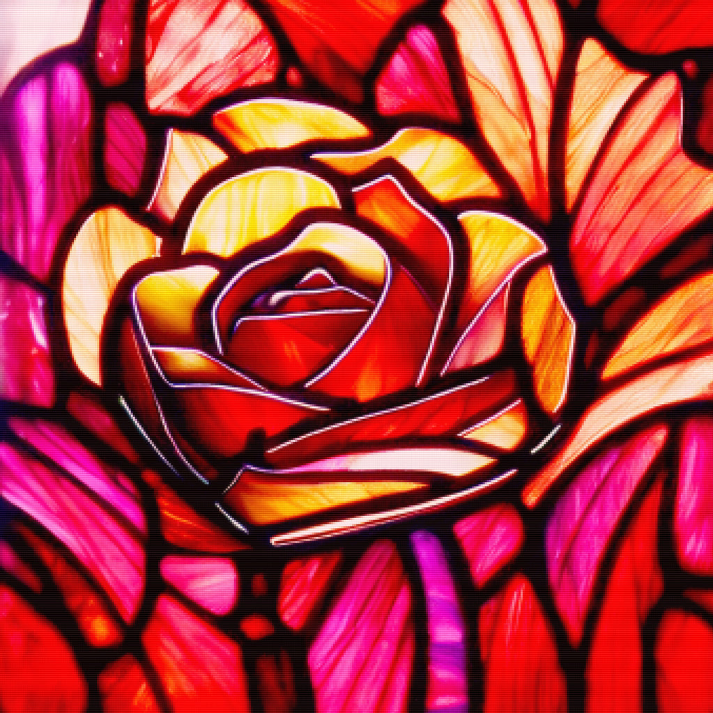 Enchanted Red Rose Stained Glass Official Diamond Painting Kit ...