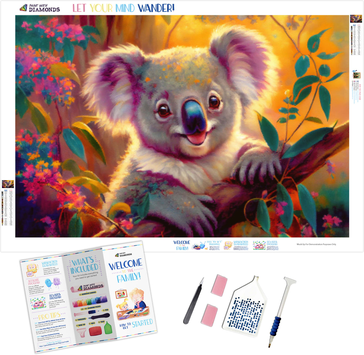 Happy Koala Official Diamond Painting Kit, Diamond Art