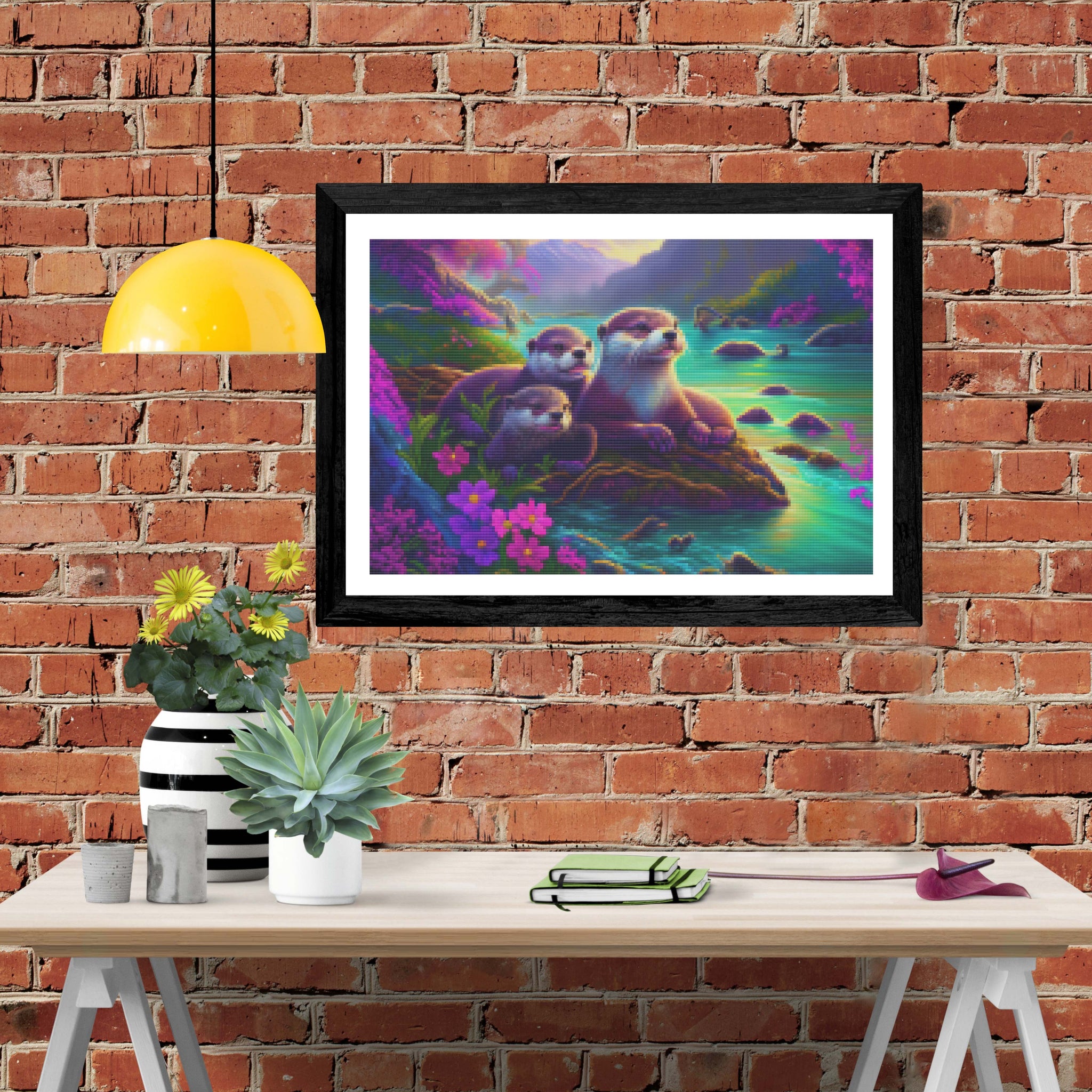 Happy Otter Family Official Diamond Painting Kit | Diamond Art