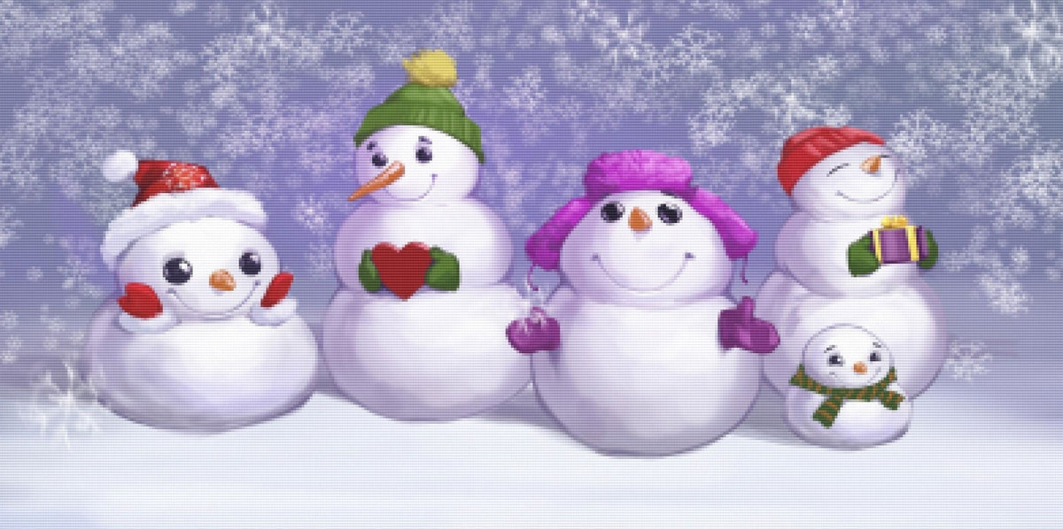 Yeesam Art Paint By Numbers Kit – Famiglia Di Pupazzi Di Neve 40,6x50,8 Cm Su Tela Di Lino (Senza Cornice)