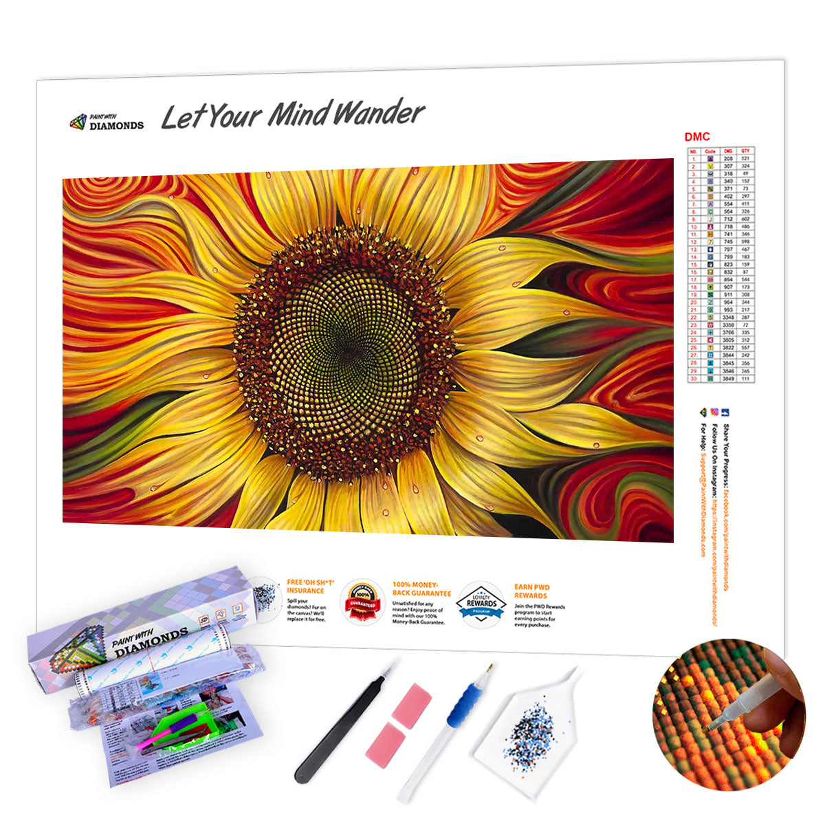 Sunflower Petals Diamond Painting Kit (Full Drill)