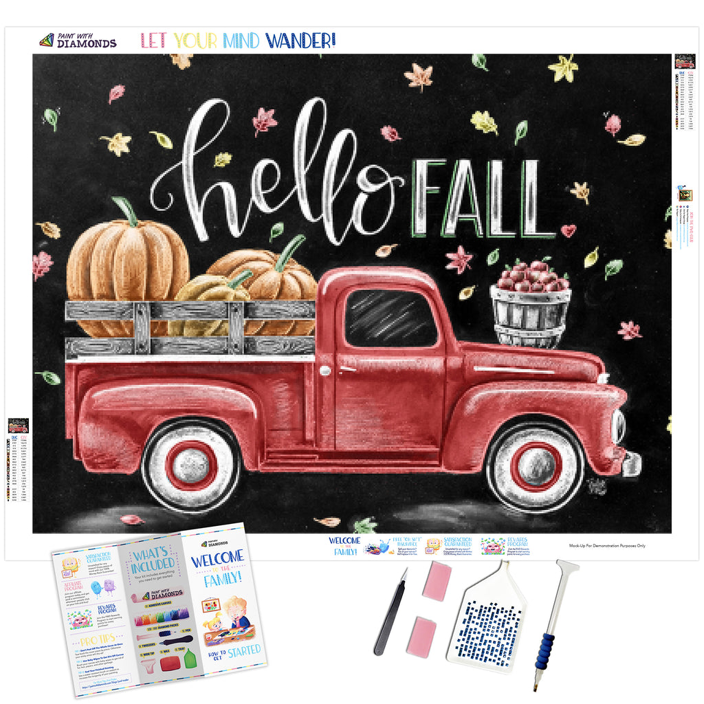 'Hello Fall Red' Official Diamond Painting Kit By Paint With Diamonds®