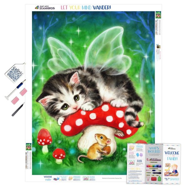 Kitten Fairy Mushroom Diamond Painting Kit (Full Drill)