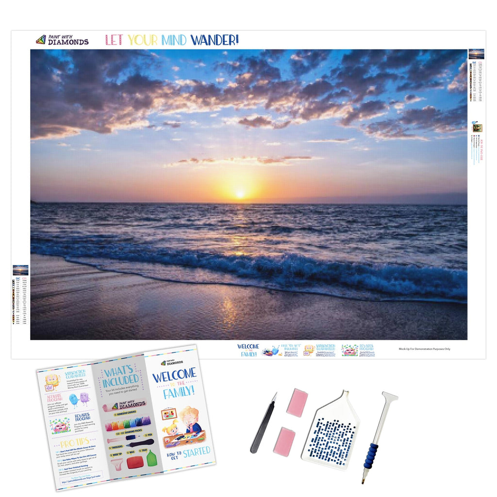 Cyrine Diamond Art Beach, Beach Diamond Painting Kits for Adults Kids Beginner,Ocean Diamond Painting Sunset for Gift Home Wall Decor