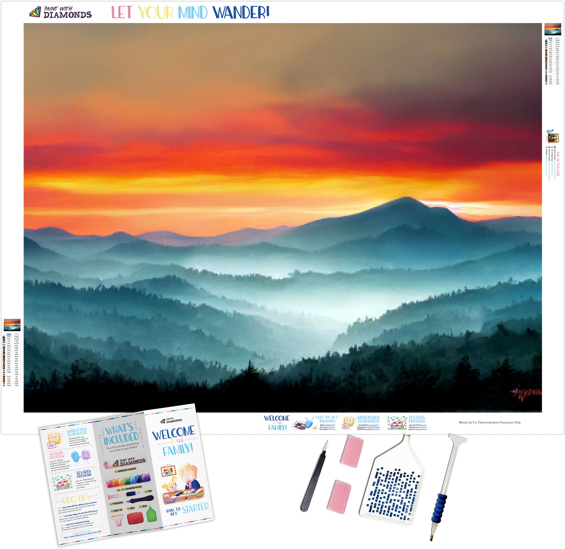 5D Diamond Art Painting Sunset , Large Size Mountain Diamond