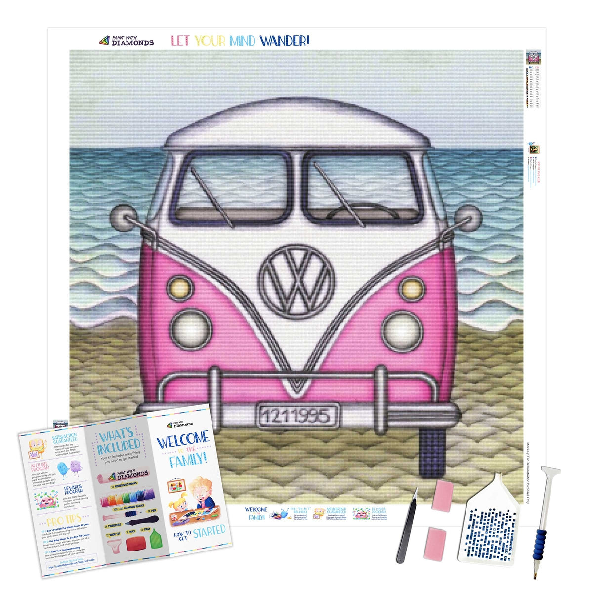 Shiny Pink Volkswagen - Car Diamond Painting Kit, Full Round/Square 5D–  Diamond Paintings Store
