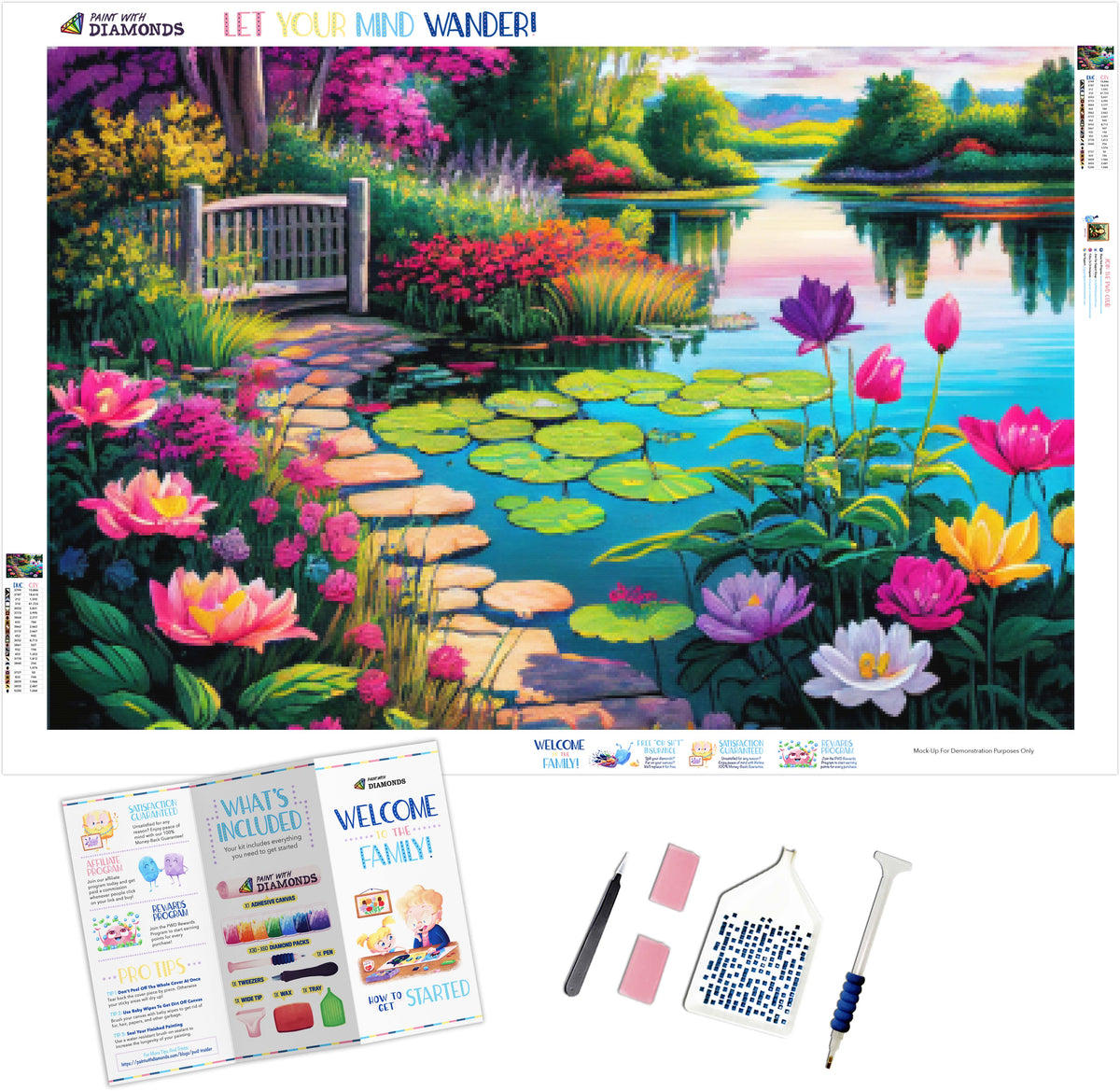 Rainbow Lily Pads Official Diamond Painting Kit Diamond Art Paint