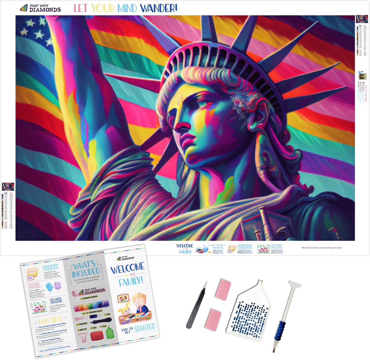 Rainbow Statue Of Liberty Official Diamond Painting Kit Diamond Art