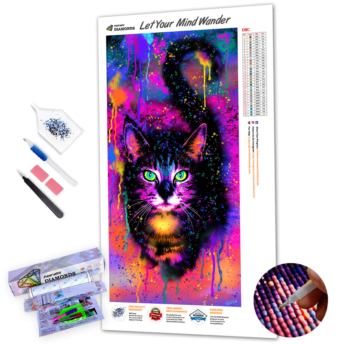 Rainbow Painted Tabby Cat Diamond Painting Kit (Full Drill) – Paint With  Diamonds