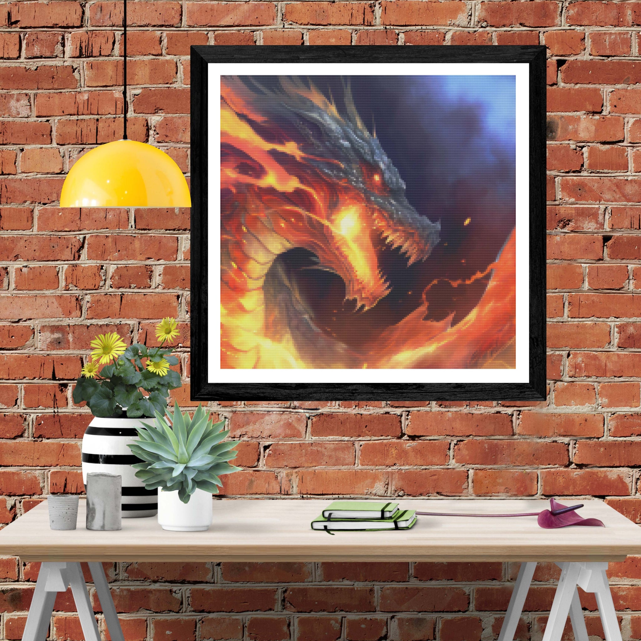 Red Dragon Breathing Fire Official Diamond Painting Kit | Diamond