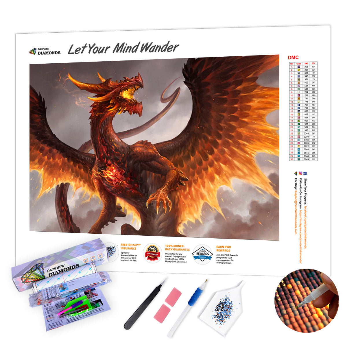 Red Crystal Dragon Diamond Painting Kit (Full Drill) – Paint With Diamonds