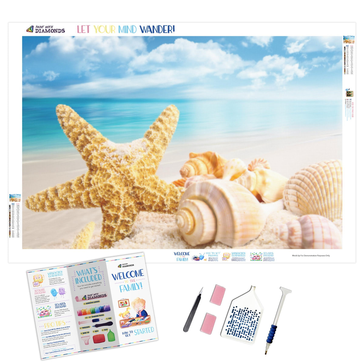 Diamond Painting Beach starfish and shells 8 011, Full Image - Painting