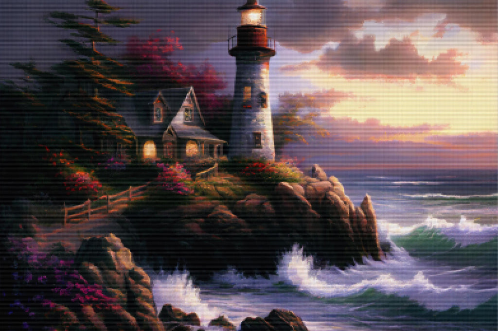 Soft Landscape Lighthouse Waves Official Diamond Painting Kit | Diamond ...