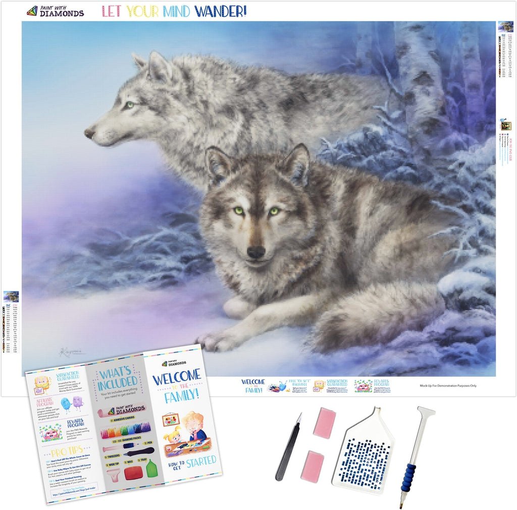 Wolves Diamond Painting Set by Crafting Spark. CS2565 Forest Landscape  Diamond Art Kit. Large Diamond Painting Kit 