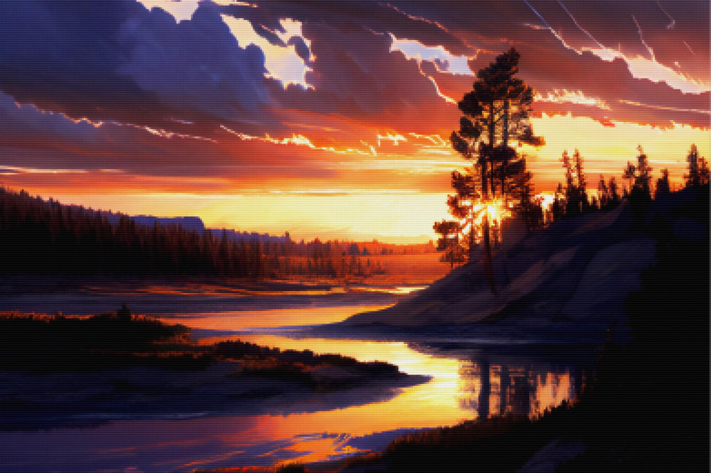 Sunset Over Yellowstone Official Diamond Painting Kit Diamond Art
