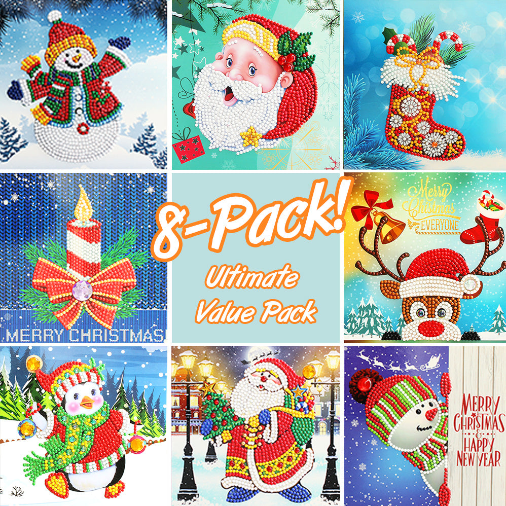 Mega Value Christmas Cards 3 - 8x Pack Diamond Painting Christmas Card  (Partial Drill) – Paint With Diamonds
