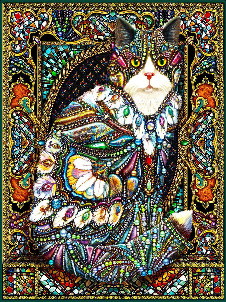 Diamond Painting Cat With Heart Shape Lights Cute Design Embroidery Wall  Display