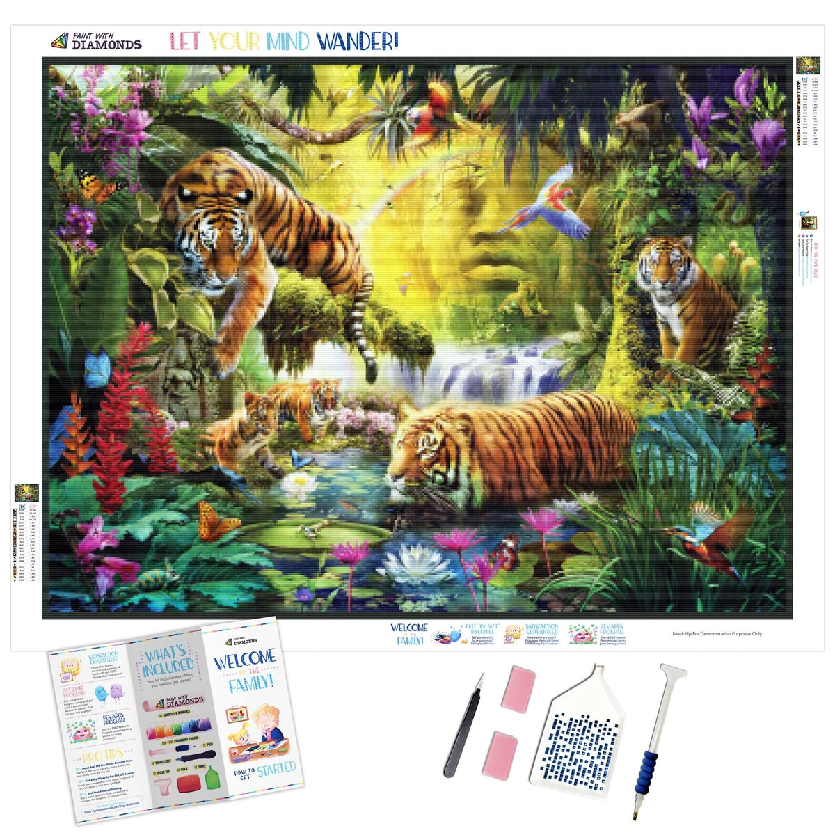 Kit Diamond Painting Animaux 4x 30x30 Cm - Tigre, Lion, Léopard, Ours - Pour Enfants Et Débutants - Loisir Créatif - 8