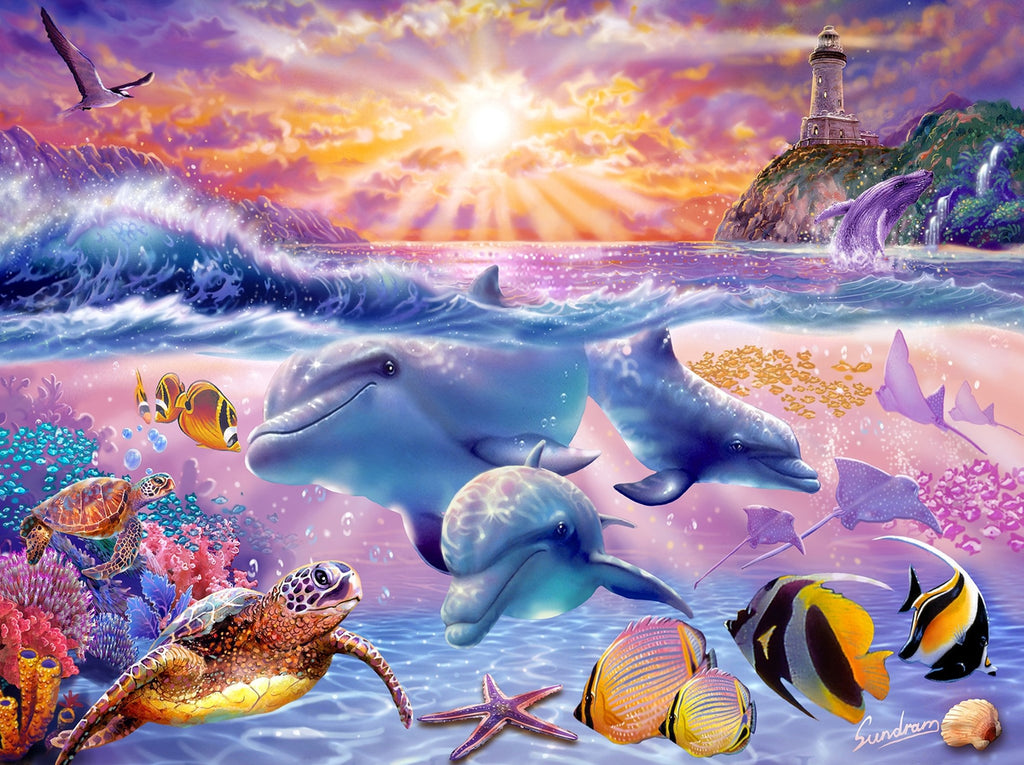 5D Diamond Painting Dolphin Ocean Waterfalls Kit