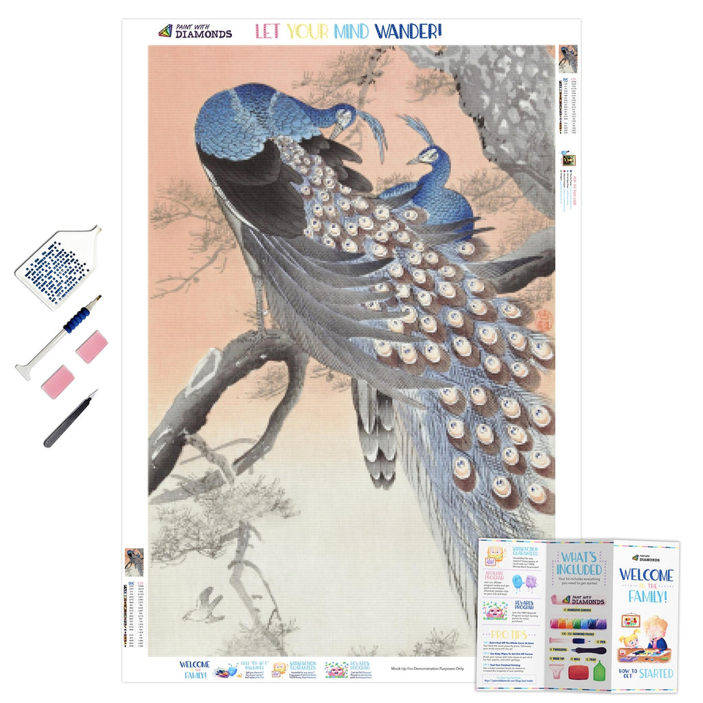 LARGEDiamond Painting Complete Kit Peacock  Full Round 19 x 37  #269942