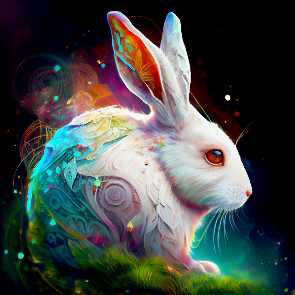 Diamond Dot Rabbit Whimsical White Rabbit Official Diamond Painting Kit | Diamond Art ...