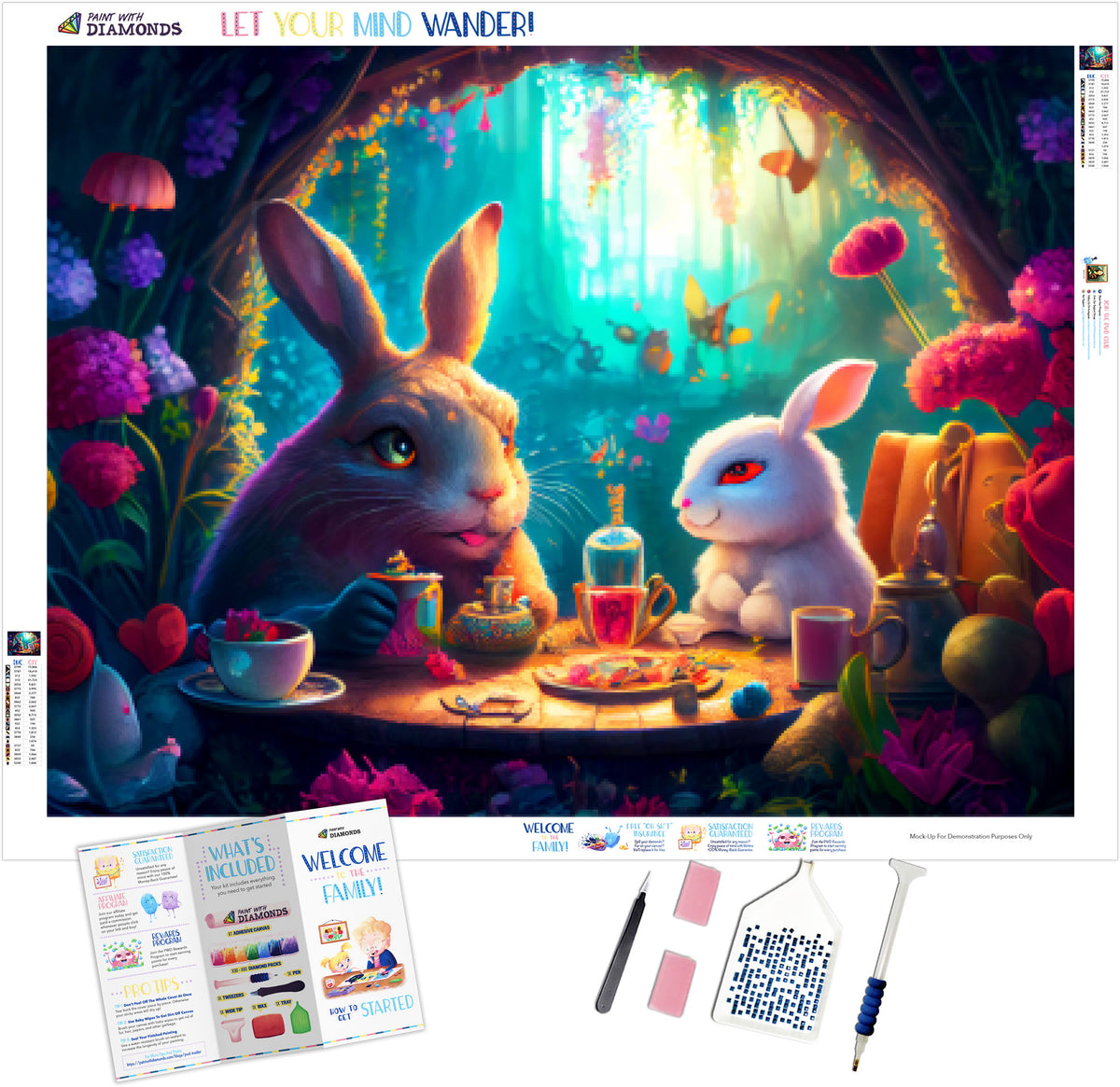 White Rabbit Dinner Party Official Diamond Painting Kit | Diamond Art ...