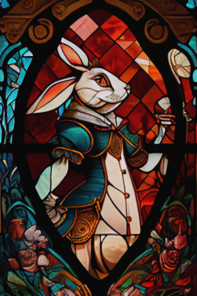 White Rabbit Stained Glass Official Diamond Painting Kit | Diamond Art ...