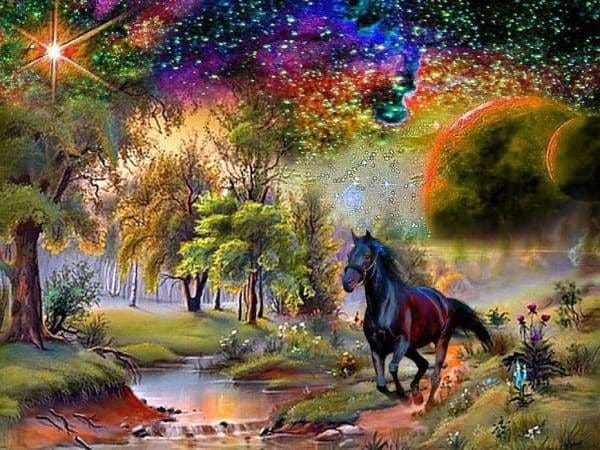 Diamond Painting Horse In Autumn Scene – Diamonds Wizard