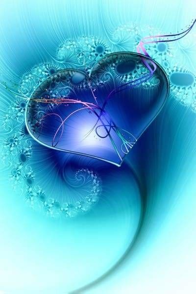 Love Diamond Painting Kit - Blue Fractal Heart-Square 20x30cm- - Paint With Diamonds