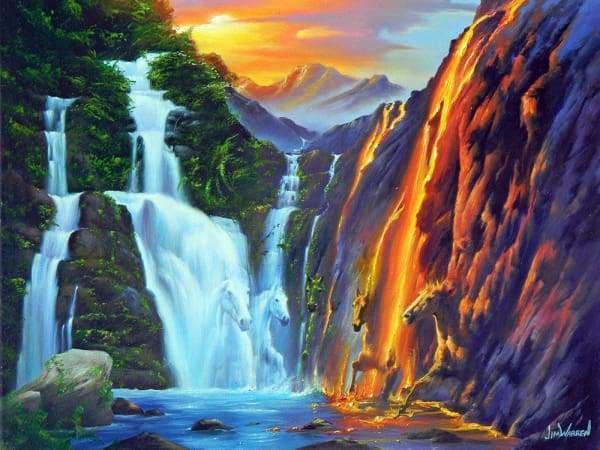 Waterfall Diamond Painting Kit - Elements Of Life-Square 15x20cm- - Paint With Diamonds