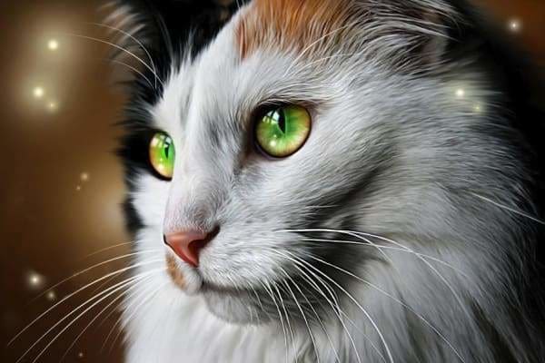 Cat Diamond Painting Kit - Emerald Gaze-Square 20x30cm- - Paint With Diamonds