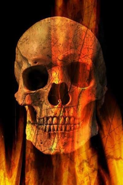 Skull Diamond Painting Kit - Flaming Skull And Crossbones-Square 20x30cm- - Paint With Diamonds