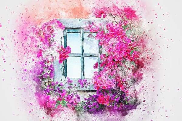 Nature Diamond Painting Kit - Flowers Outside My Window-Square 20x30cm- - Paint With Diamonds