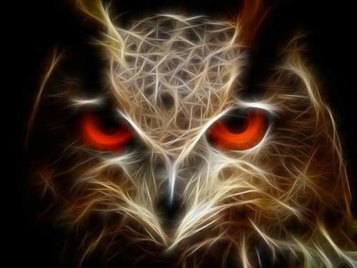 Fantasy Diamond Painting Kit - Owl Fractal Artwork-Square 15x20cm- - Paint With Diamonds