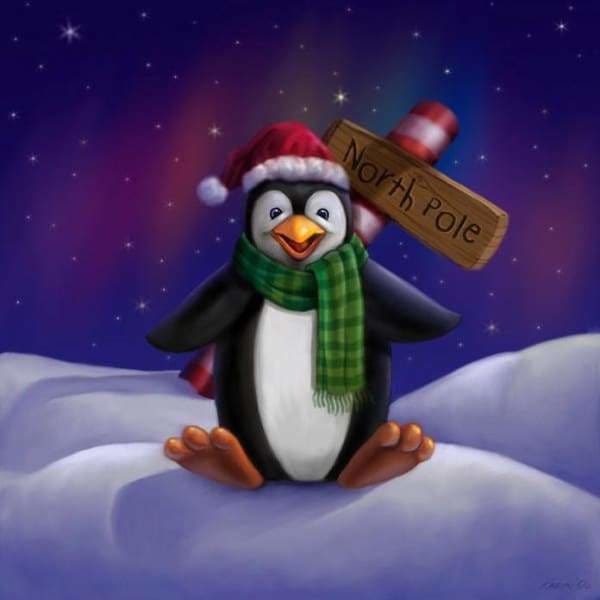 Christmas Diamond Painting Kit - Penguin At The North Pole-Square 20x20cm- - Paint With Diamonds